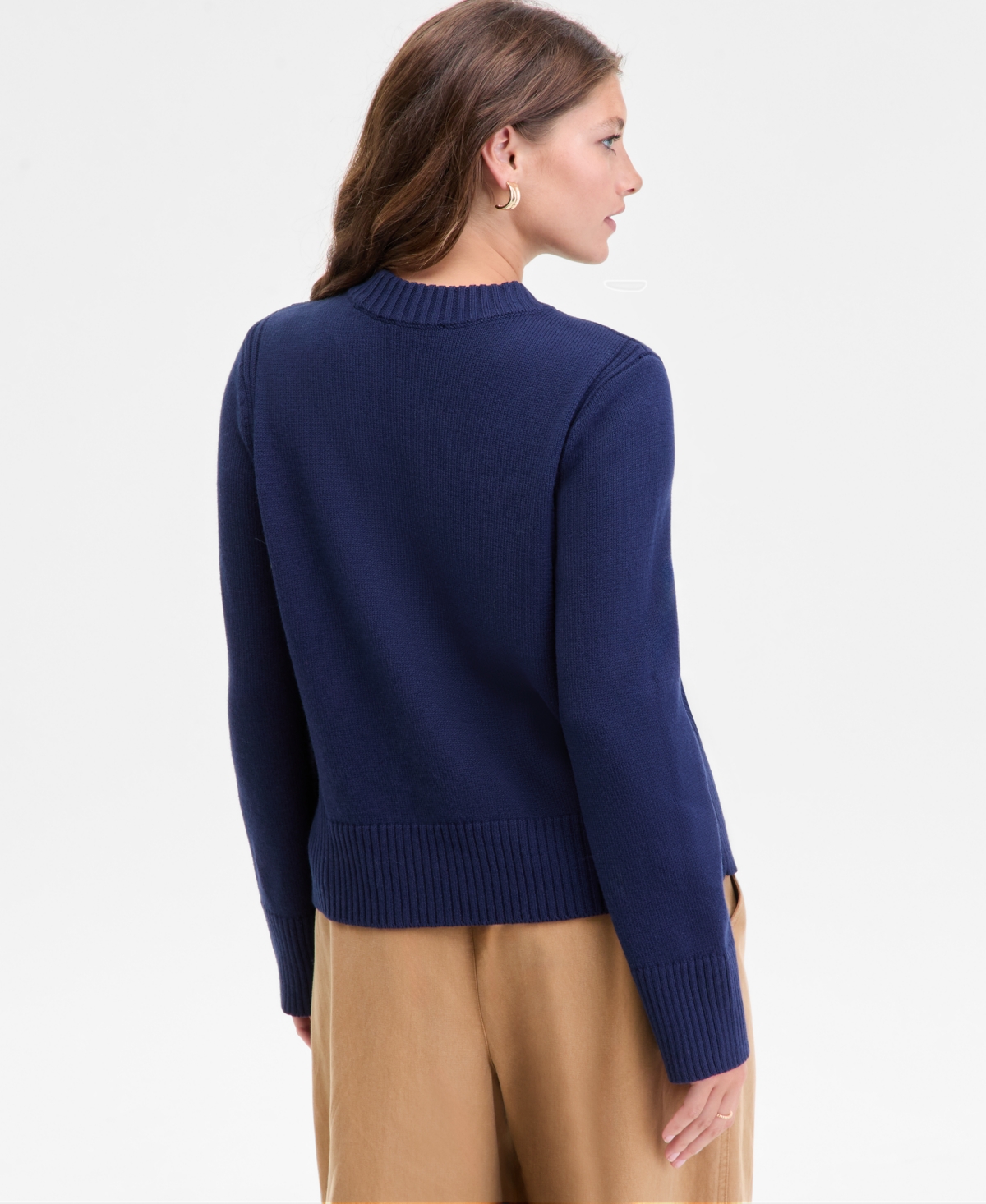 On 34th Women's Striped High-neck Sweater, Macy's Exclusive In Blue
