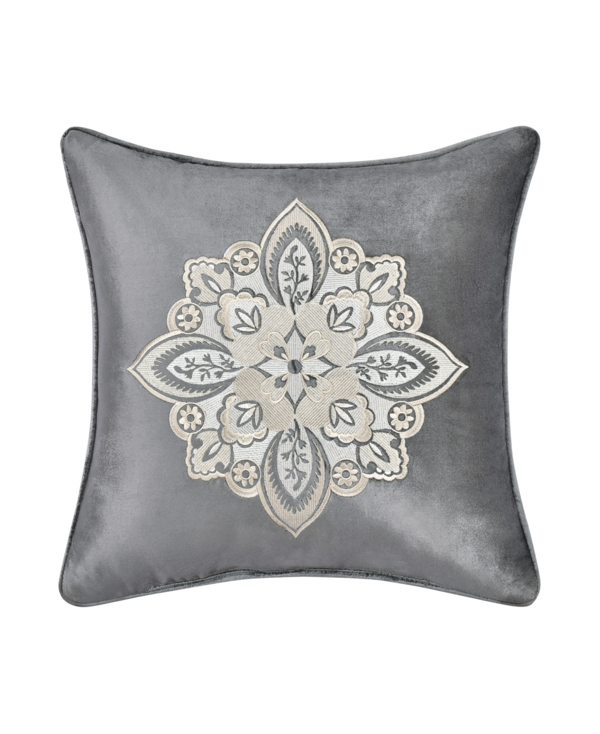 J Queen New York Annabelle Embellished Decorative Pillow, 18" X 18" In Silver