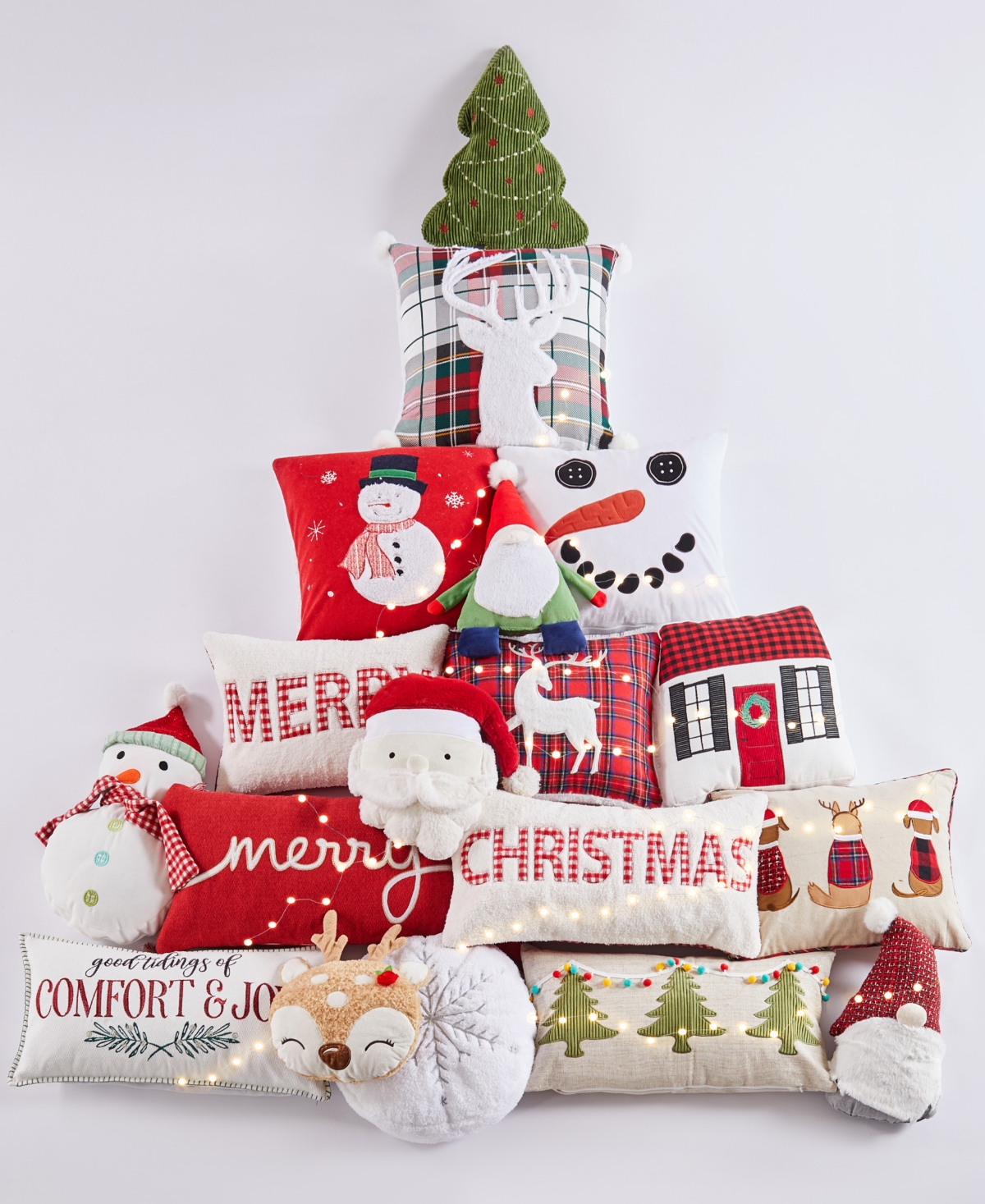 Levtex White Pine Applique Decorative Pillow, 18" X 18" In Red