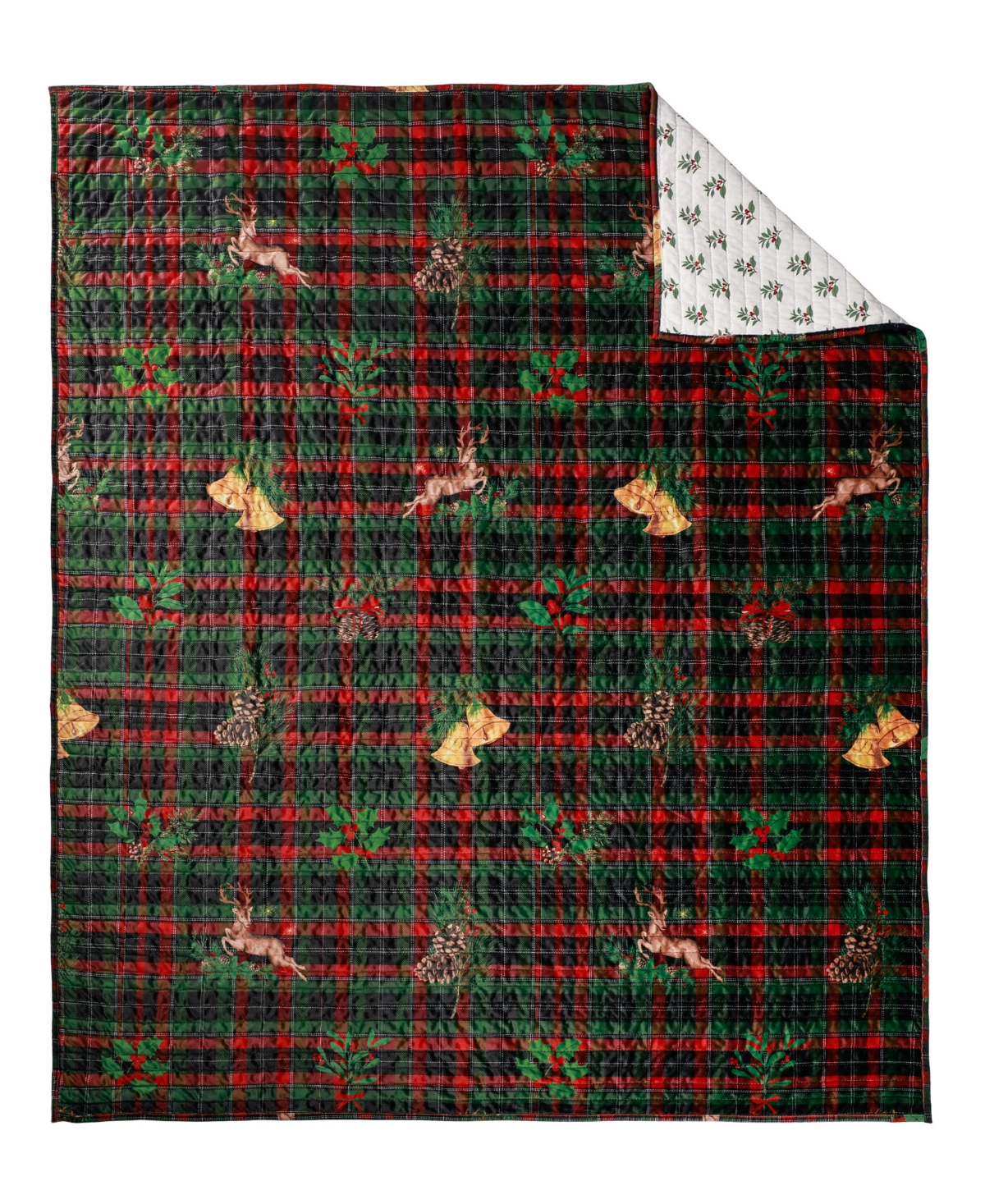 Levtex Merry Tartan Reversible Quilted Throw, 50" X 60" In Green