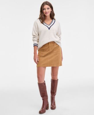 On 34th - Women's Varsity Tipped V-Neck Sweater