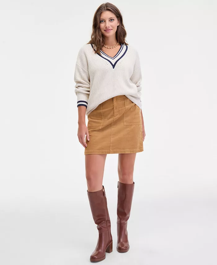Women's Varsity Tipped V-Neck Sweater - thumbnail 7