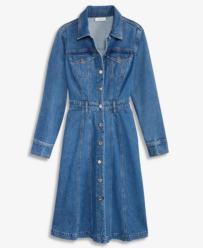 Women's Denim Midi Shirtdress - thumbnail 6