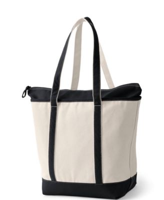 Large 5 Pocket Zip Top Long Handle Canvas Tote Bag