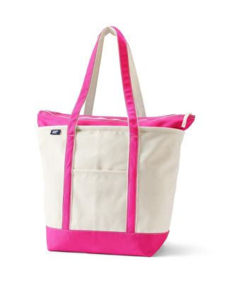 Large 5 Pocket Zip Top Long Handle Canvas Tote Bag
