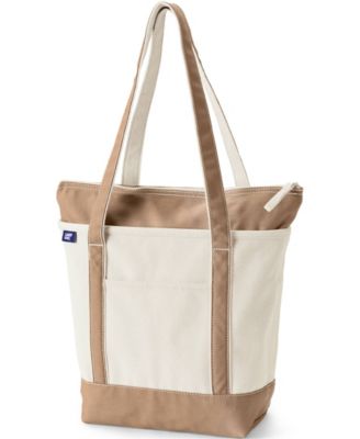 Medium 5 Pocket Zip Top Long Handle Canvas Tote Bag