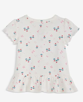 Baby Girls Mix and Match Short-Sleeve Heart Tulip-Print Rib T-Shirt, Macy's Exclusive