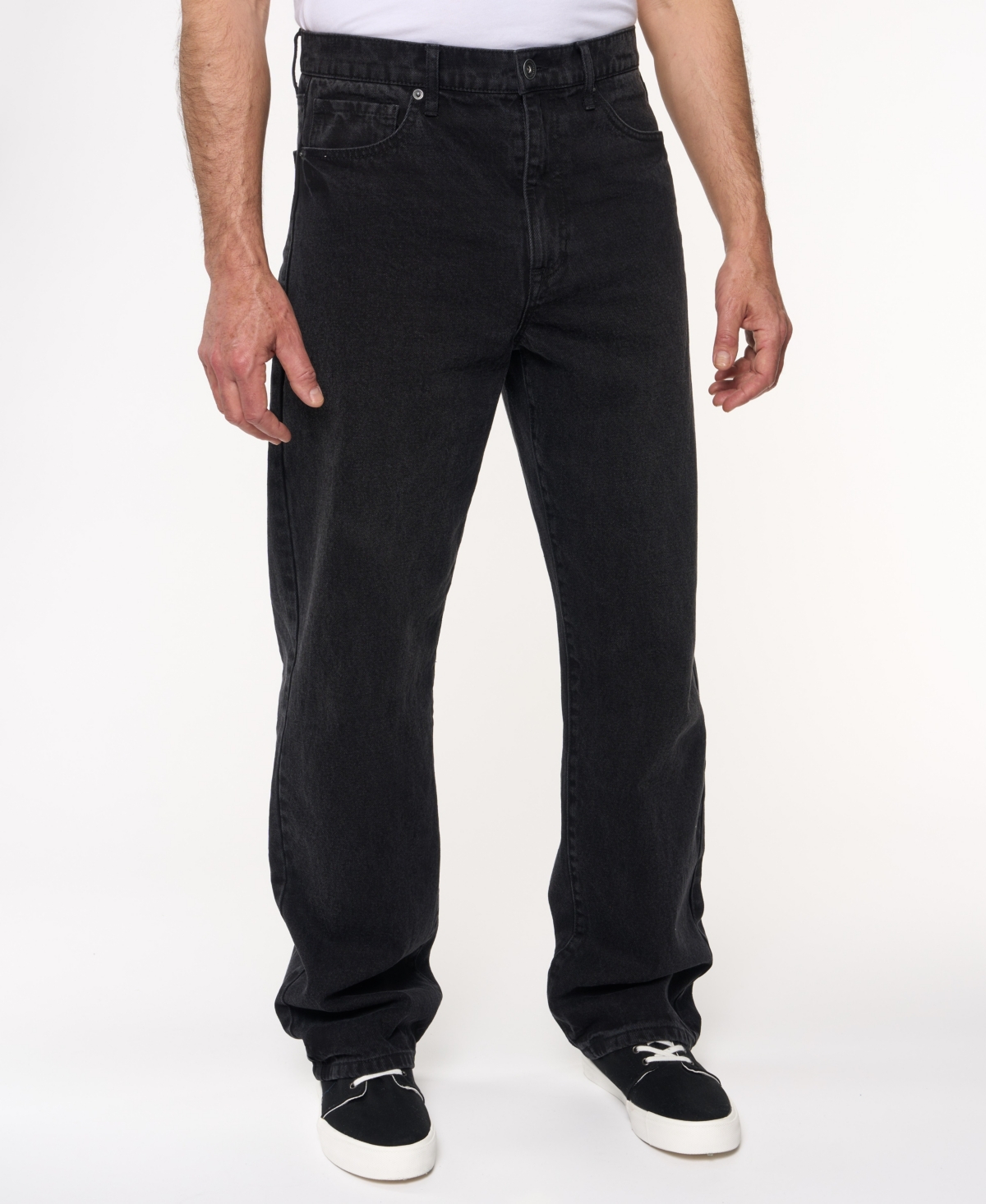 Lazer Men's Loose Fit Denim Jeans In Black