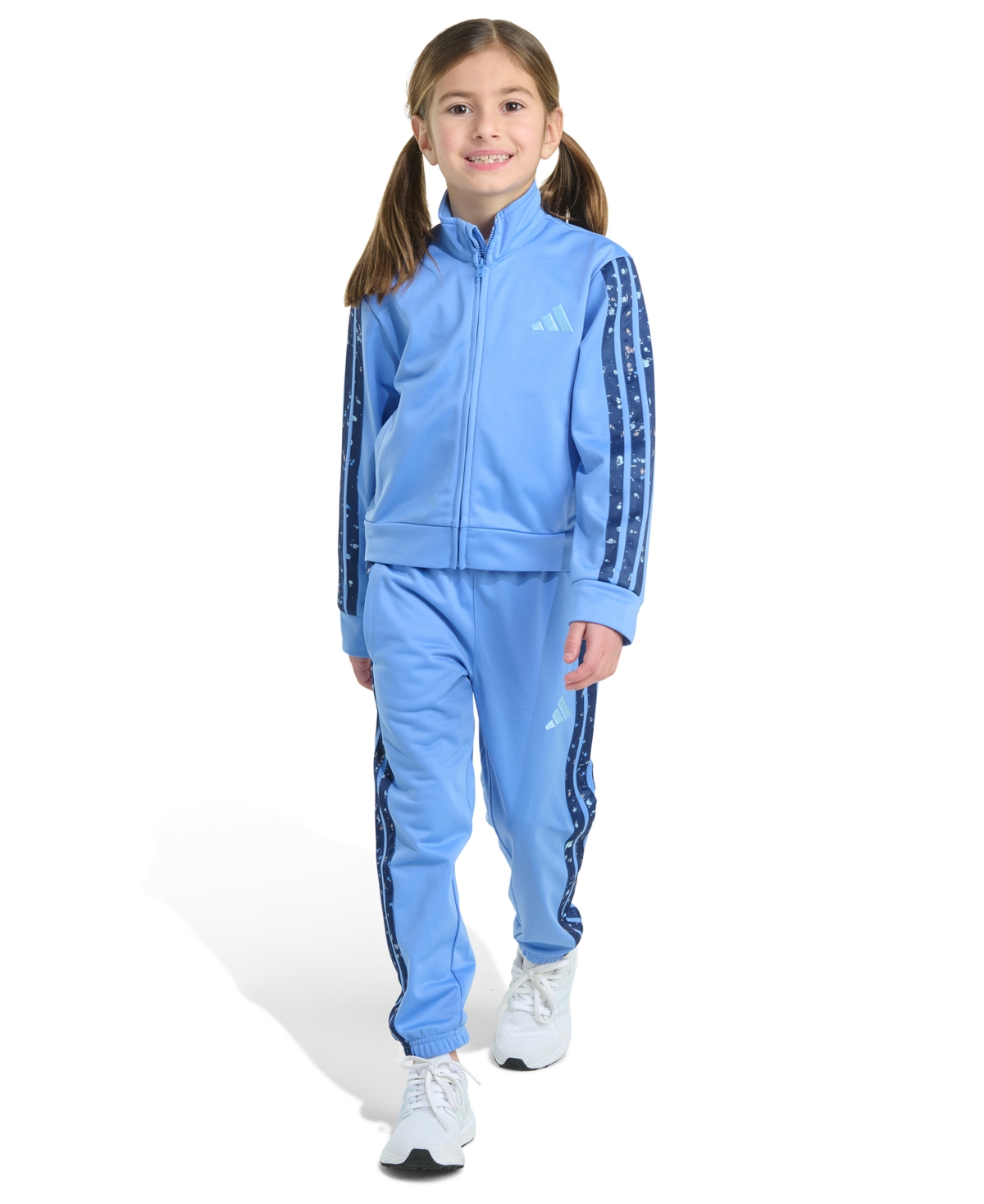 Adidas Originals Toddler And Little Girls 2-piece Long Sleeve 3-stripe Tricot Set In Blue
