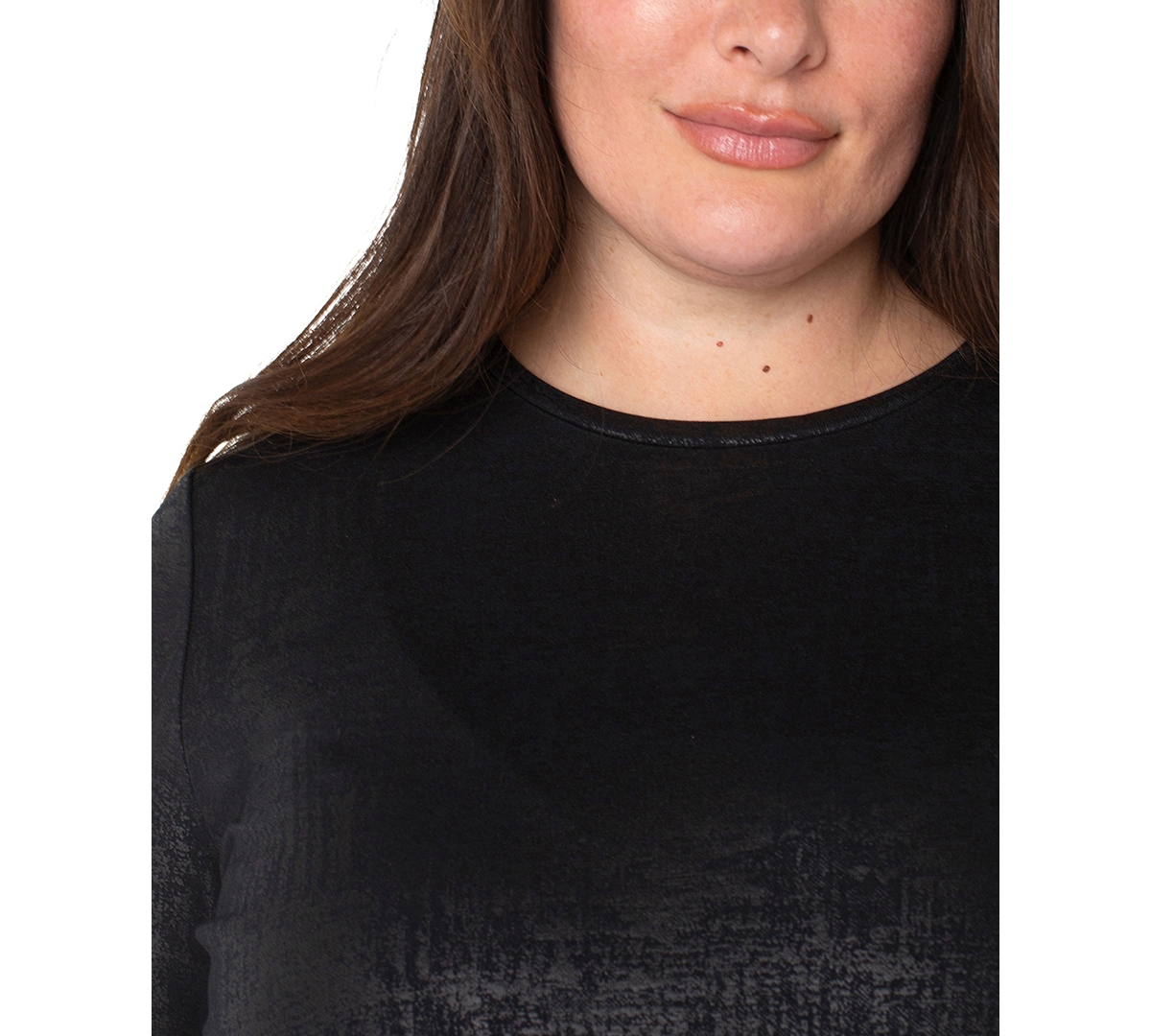 Liverpool Los Angeles Plus Size Long Sleeve Draped Knit Top In Black