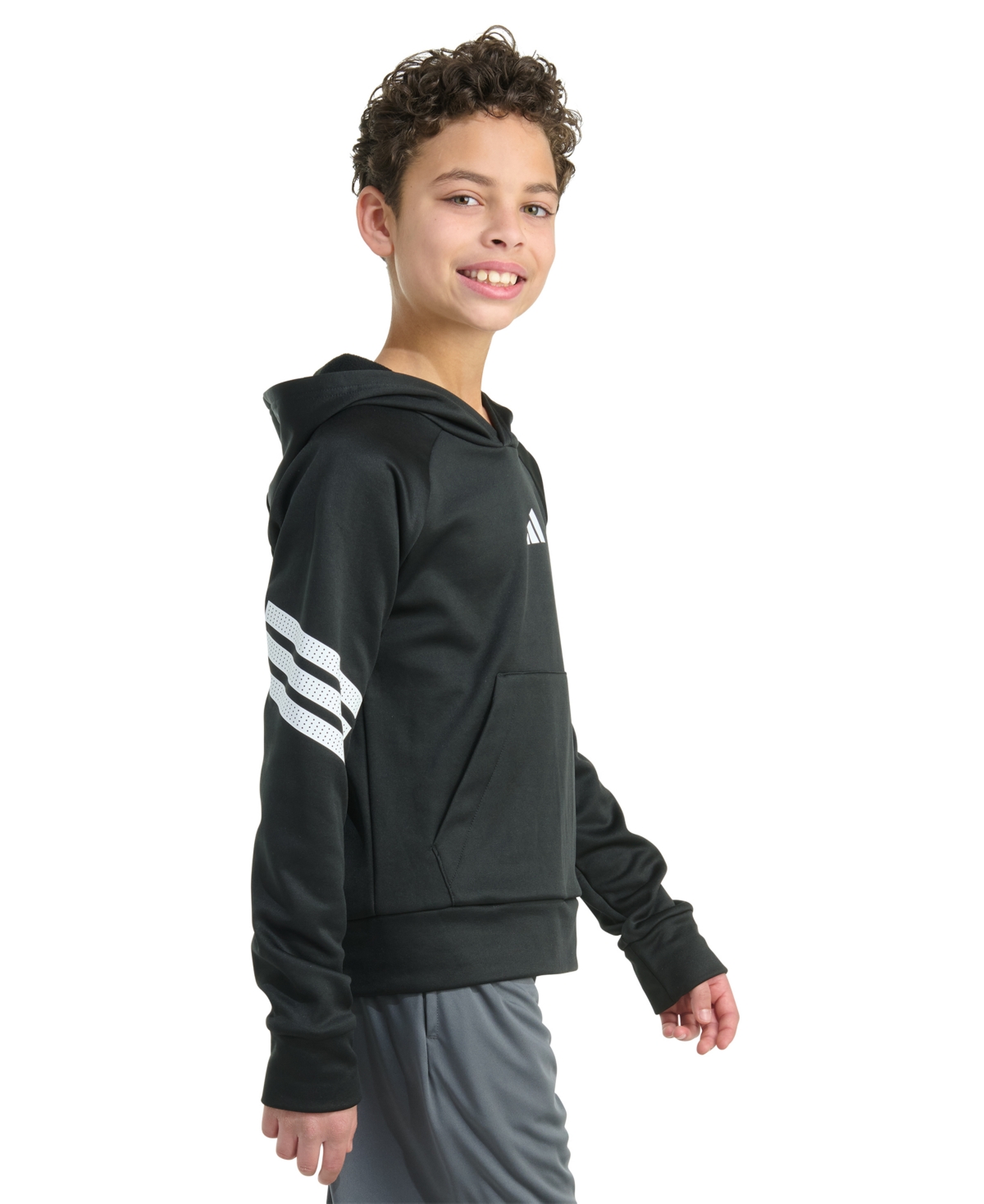 Adidas Originals Big Boys Long Sleeve Pull-on Hoodie Sweatshirt In Black