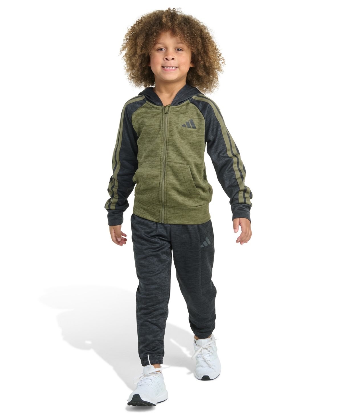 Adidas Originals Toddler And Little Boys 2-piece Long Sleeve Fleece Jacket And Joggers Set In Green