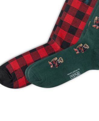 Men's 2-Pack Mini Holiday Bear Slack Socks