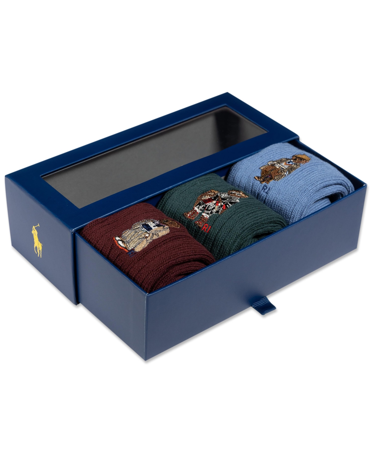 Polo Ralph Lauren Men's 3-Pack Embroidered Bears Socks Gift Box