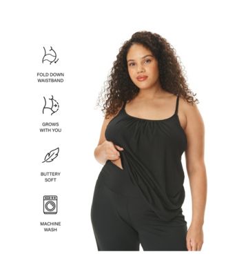 Motherhood Women's Maternity Sleeveless Swing Nursing Cami with Foldover Waistband Pant Sleep Set