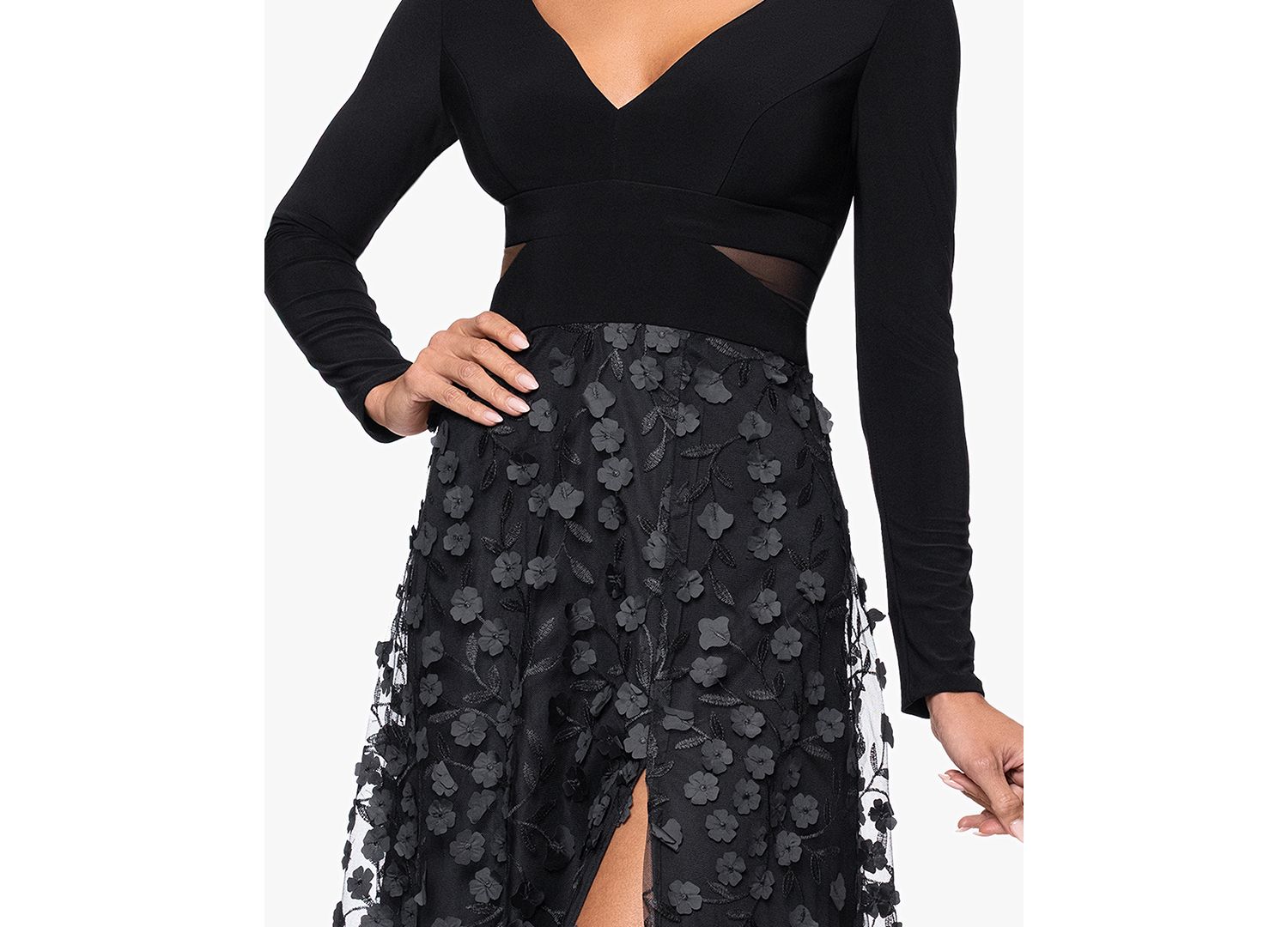 Petite Long Sleeve Embellished Skirt Dress