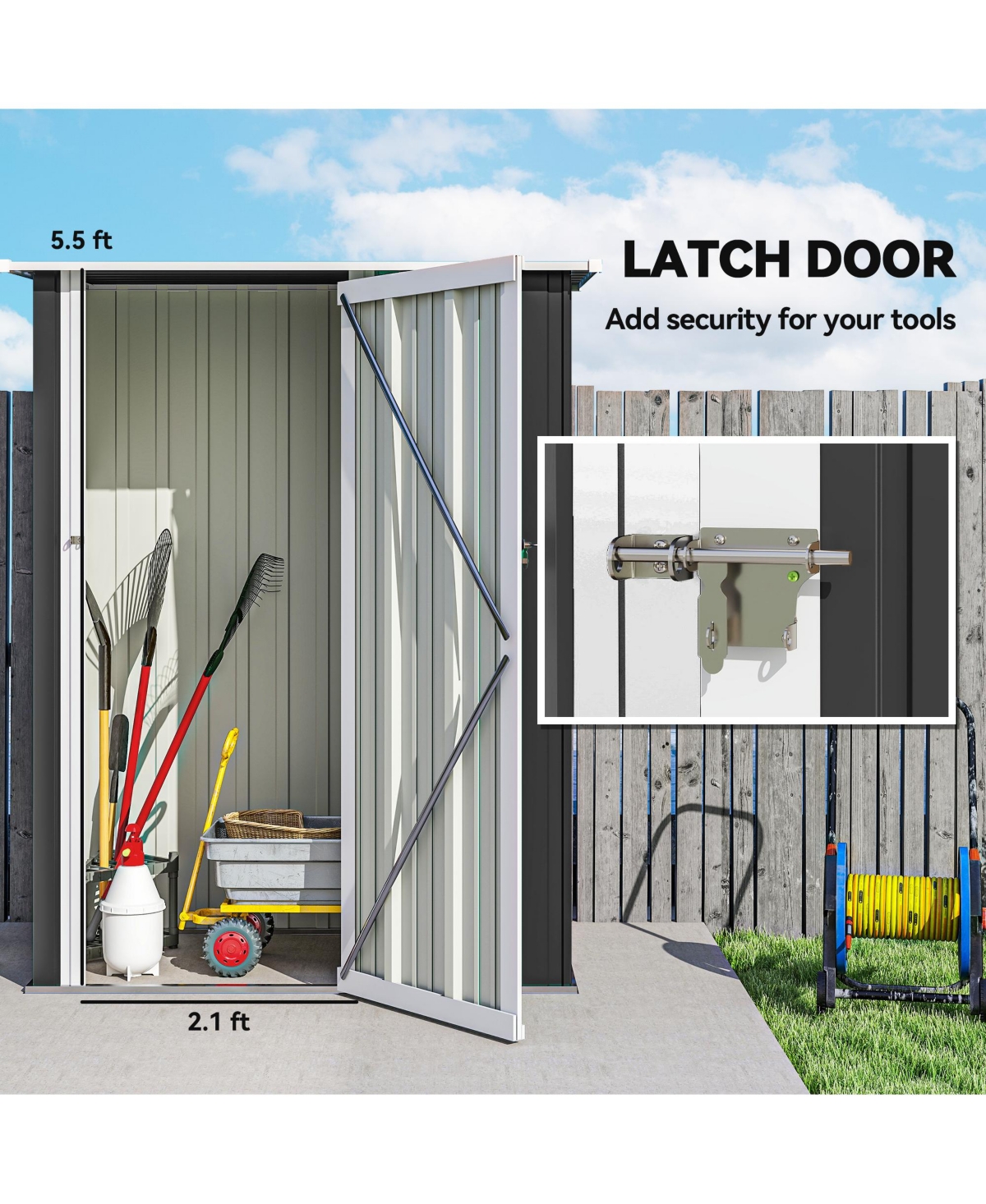 Outsunny 4.7' x 3' Metal Outdoor Storage Shed with Lockable Door