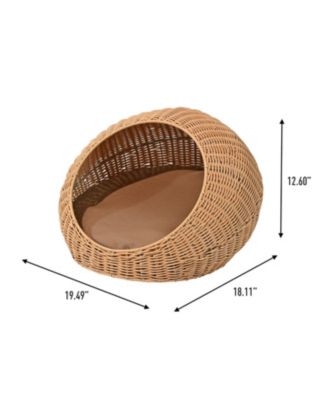 Fiora 19.5" x 18" Modern Circular Faux Wicker Pet Bed with Machine-Washable Cushion