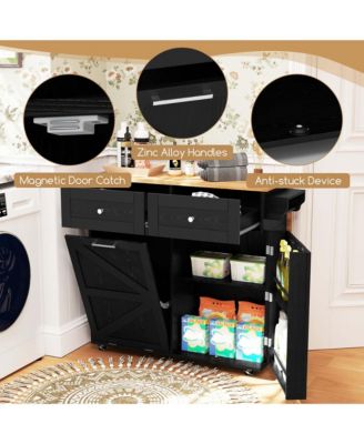 Rolling Kitchen Island Kitchen Island Cart with Drop Leaf Trash Can Cabinet