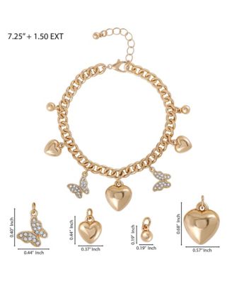 Heart & Butterfly Gold-Tone Bracelet