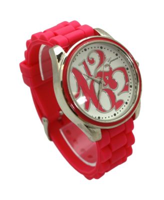 Hot Pink Round Big Face with Colorful Numbers Women Watch