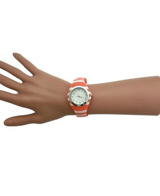 Orange Stripped Silicone Band Women Watch