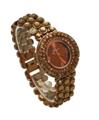 Copper Shiny Rhinestones Metallic Women Watch
