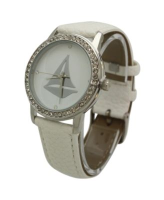 WHITE CLASSIC STYLE SAILBOAT LEATHER STRAP WATCH