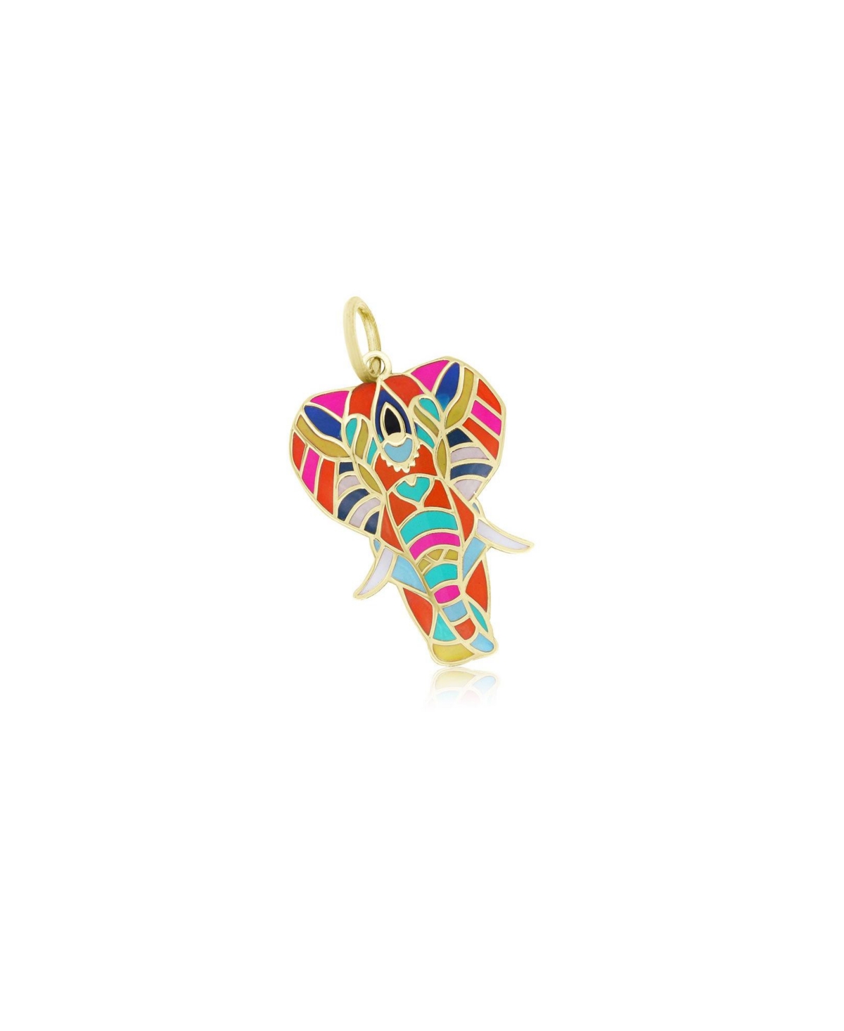 Multicolored Kaleidoscope Enamel Elephant Charm 14K Gold - Gold