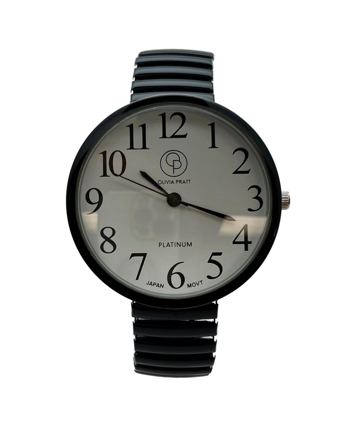 Черные женские часы с эластичным ремешком и большим циферблатом блестящих цветов