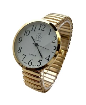 Gold Stretch Band Big Face Shiny Colors Women Watch