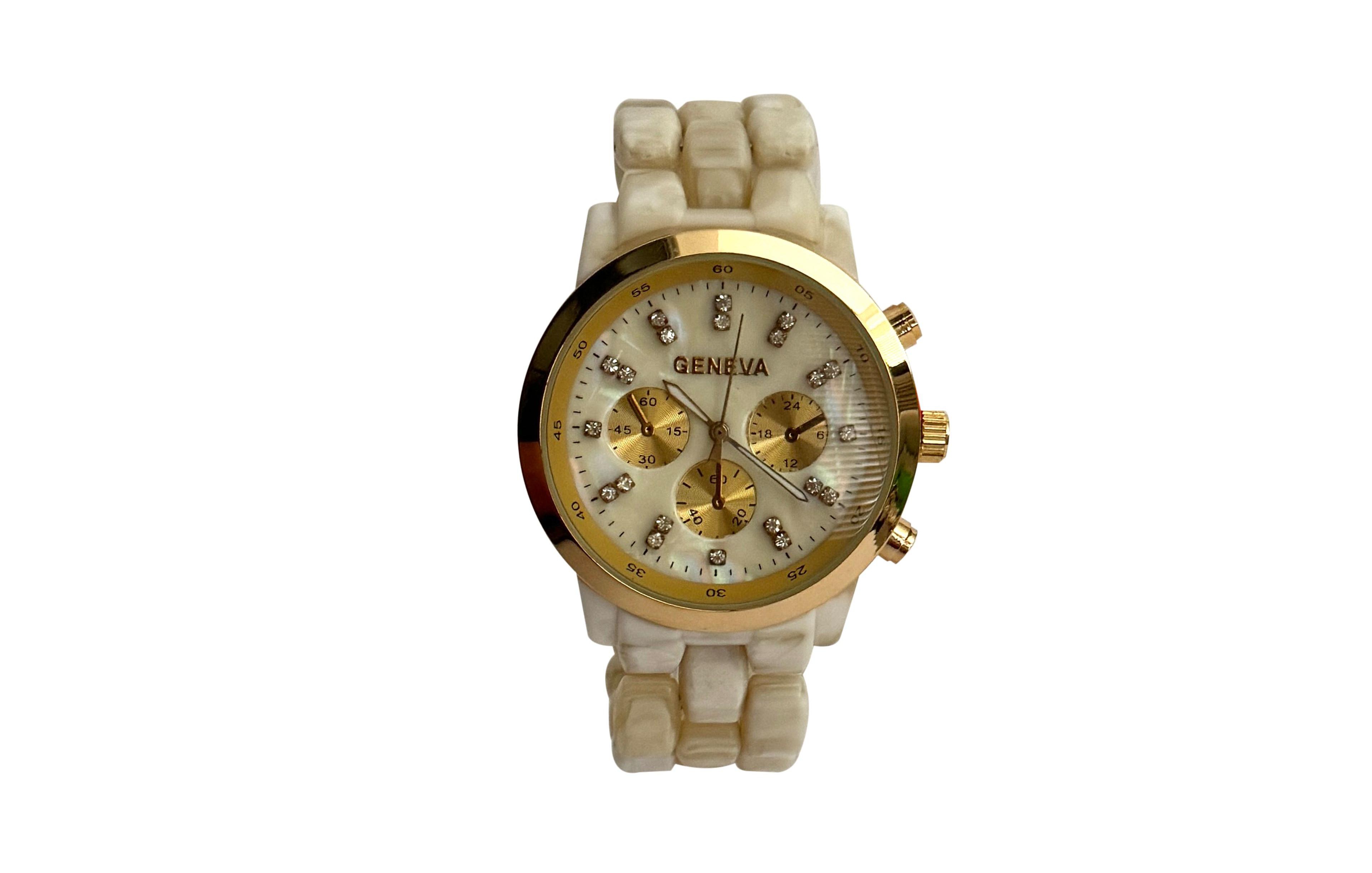 Olivia Pratt Beige and Gold tone Face Women Watch