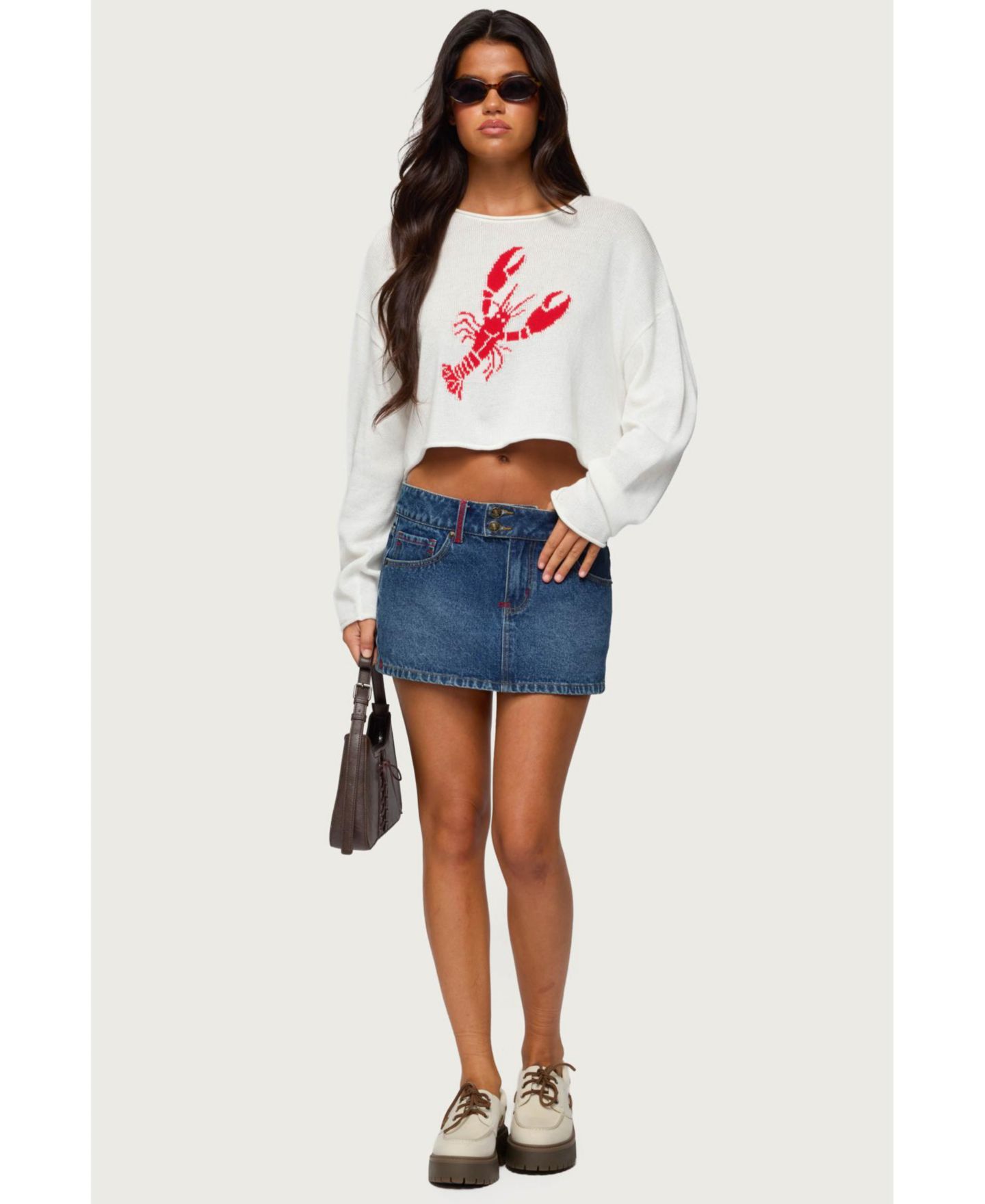 Женский топ Edikted Lobster Babe Oversized Knit, цвет: Белый — фото 5