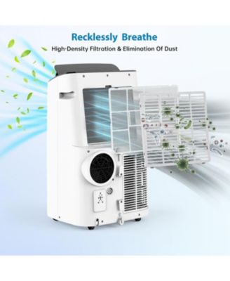 14,000 BTU Portable Air Conditioner - 3-in-1 Cooling Unit, 48dB Ultra Quiet, Window Kits with Drainage Pipe & Remote Control, Black Top Cover