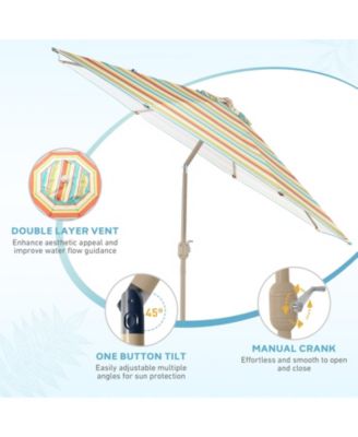 Outdoor Patio Market Umbrella Aluminum Frame with Push Button Tilt Crank and 8 Steel Ribs, UV Protection Waterproof