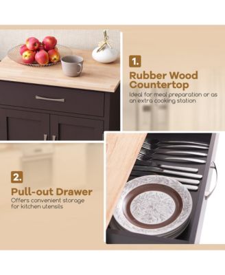 Gymax Rolling Kitchen Island Cart w/ Drawer 2-Door Storage Cabinet Bottom Tray