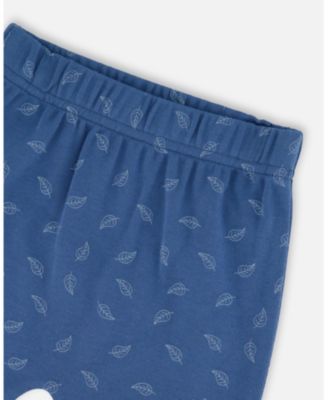Baby Boy Cotton Pant and Top Set Blue Leaf Print - Baby