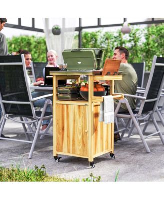 Grill Cart, Kitchen Island with Stainless Steel Top