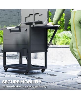 Patio Cooler Cart 104 Quart Rolling Ice Chest with Shelves,