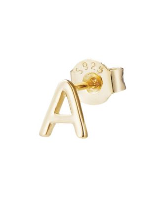 Adornia Fine 14k Gold Vermeil .925 Sterling Silver Single Initial Stud Earring - Gold-a