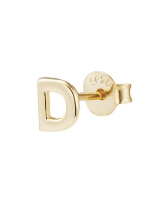 Adornia Fine 14k Gold Vermeil .925 Sterling Silver Single Initial Stud Earring - Gold-d