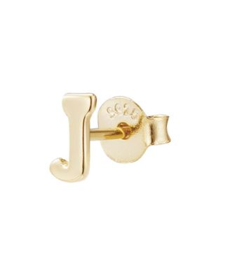 Adornia Fine 14k Gold Vermeil .925 Sterling Silver Single Initial Stud Earring - Gold-j