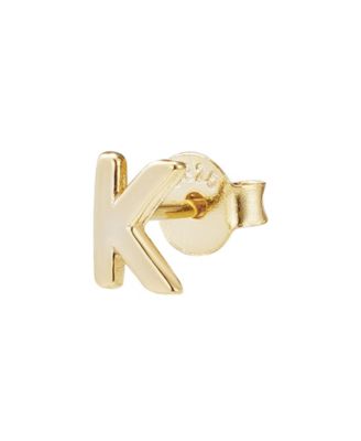 Adornia Fine 14k Gold Vermeil .925 Sterling Silver Single Initial Stud Earring - Gold-k