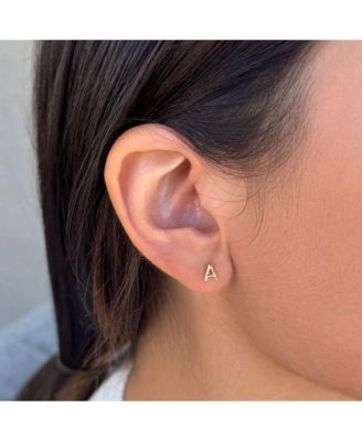 Vermeil .925 Sterling Single Initial Stud Earring
