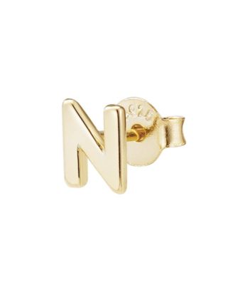 Adornia Fine 14k Gold Vermeil .925 Sterling Silver Single Initial Stud Earring - Gold-n