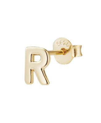 Adornia Fine 14k Gold Vermeil .925 Sterling Silver Single Initial Stud Earring - Gold-r