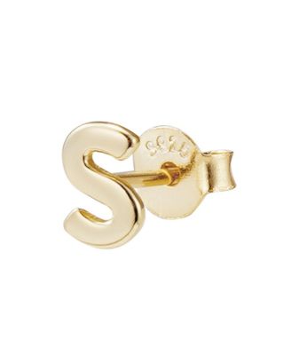 Adornia Fine 14k Gold Vermeil .925 Sterling Silver Single Initial Stud Earring - Gold-s
