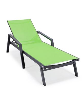 Lounge Chair With Armrests in Black Aluminum Frame, Set of 2