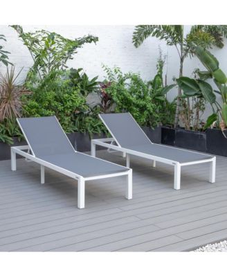 Marlin Patio Chaise Lounge Chair With White Aluminum Frame, Set of 2