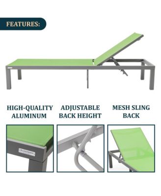 Grey Aluminum Outdoor Patio Chaise Lounge Chair